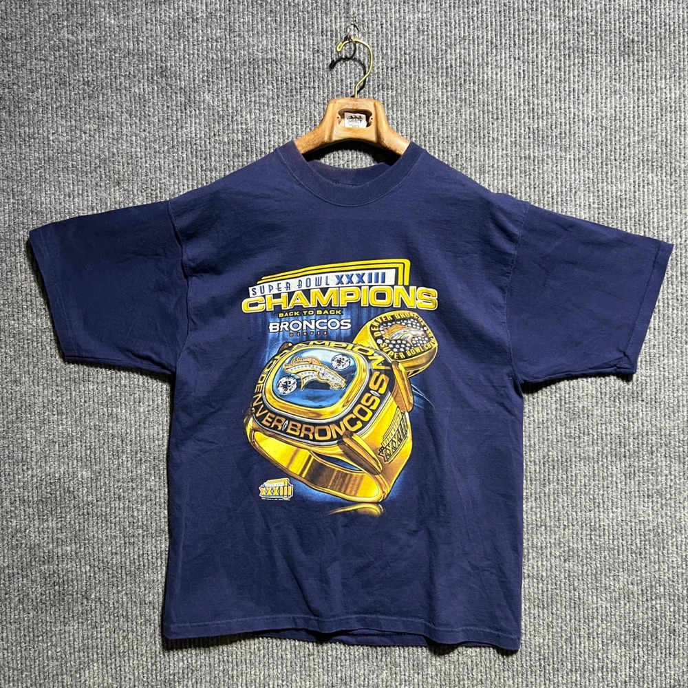 Vintage Denver Broncos Pro‎ Player T Shirt Mens Large Blue Super Bowl Champions